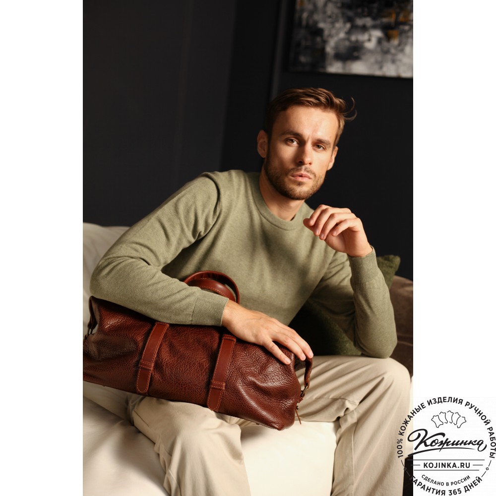 Кожаная дорожно-спортивная сумка Вашингтон (фактура коричневый)